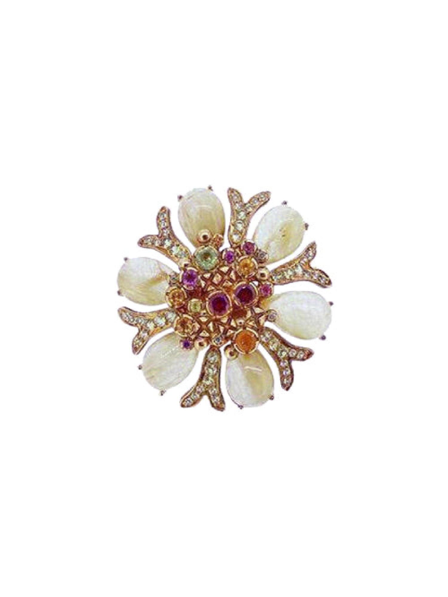 1qty DJV / QTY DISPO : 1-QTY VENDUES : 0-ST : 0% PRIX DJV : 650€ // Vermeil Bague marguerite sertie de cabochon ruthilite 28 /// RECO : 645€