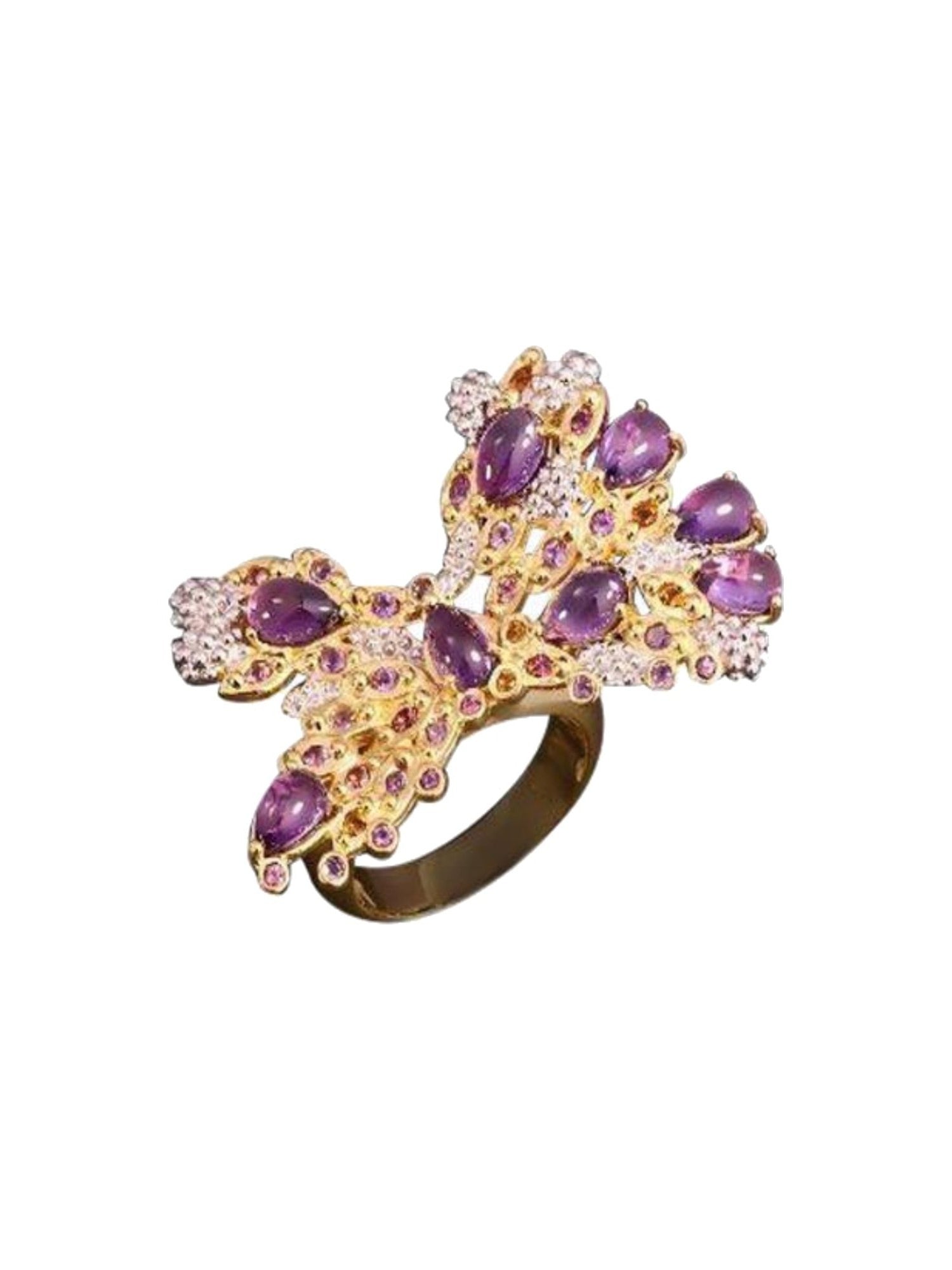 5qty DJV / QTY DISPO : 6-QTY VENDUES : 4-ST : 67% PRIX DJV : 120€ // Vermeil Bague papillon dur vermeil rose prédominance améthyste 13 /// RECO : 140€