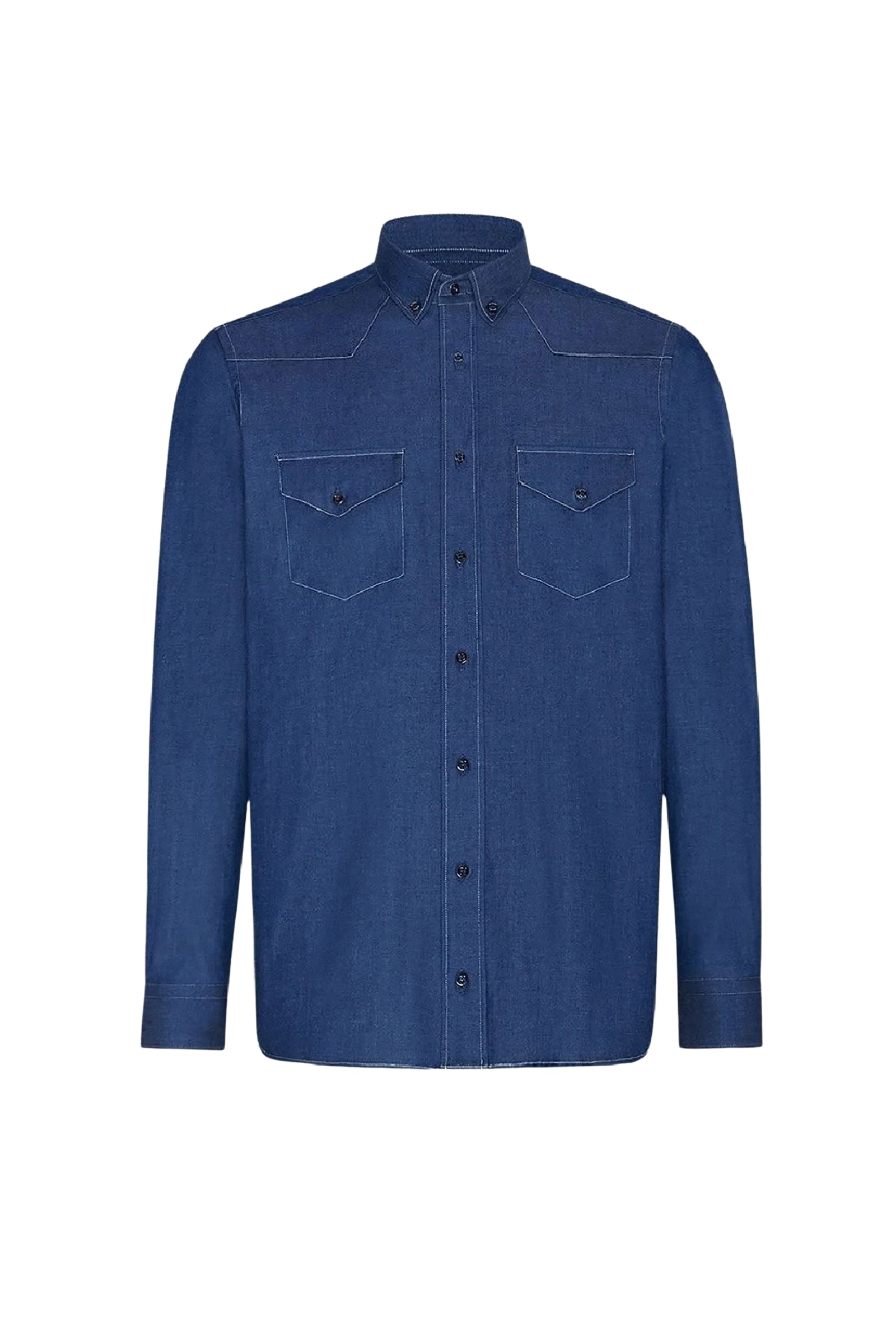 Chemise à surpiqûres - Bleu