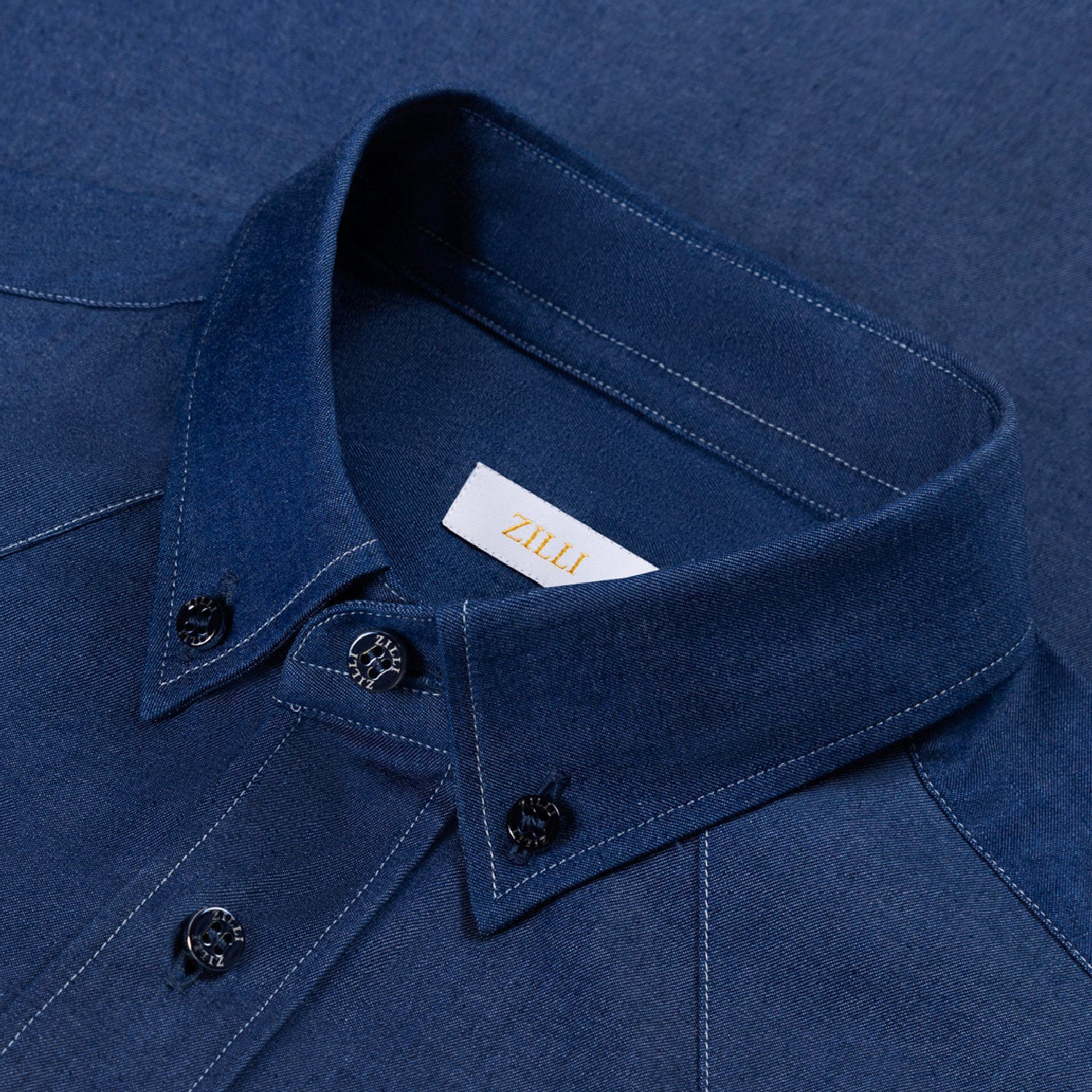 Chemise à surpiqûres - Bleu