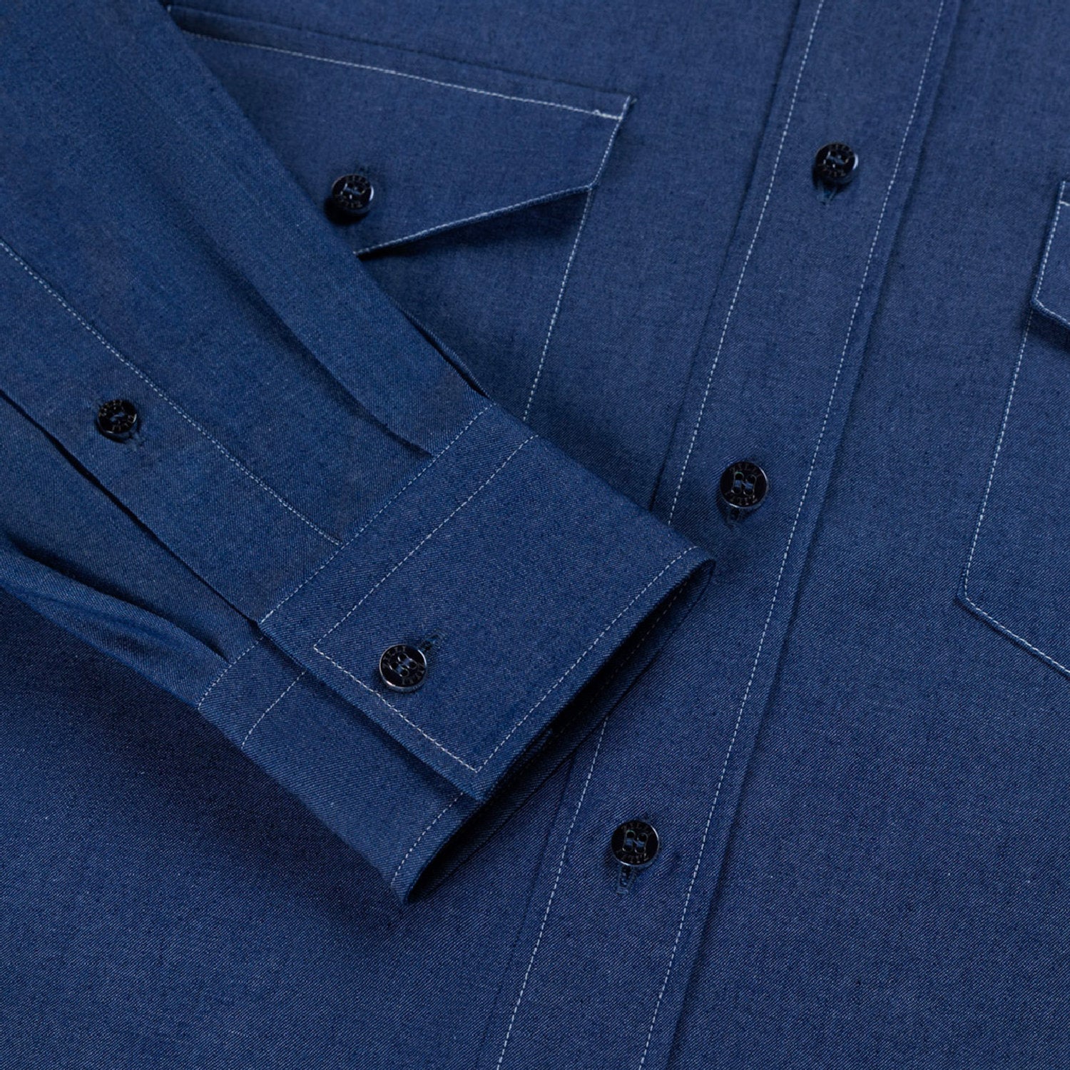 Chemise à surpiqûres - Bleu