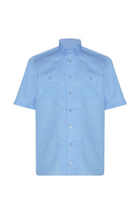 Chemise à manches courtes tissée en cuir exotique - Bleu