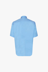 Chemise à manches courtes tissée en cuir exotique - Bleu