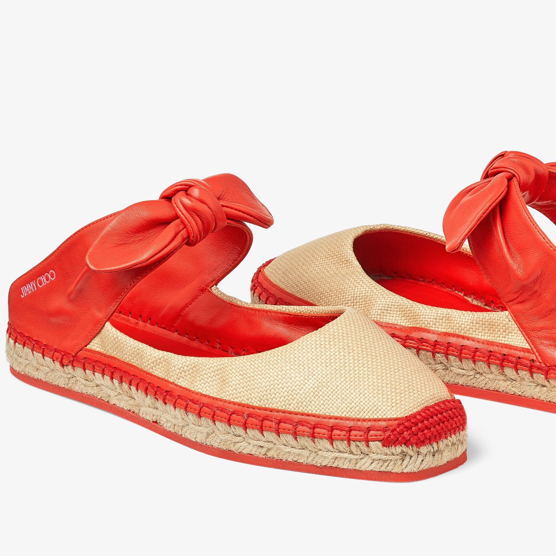 Ballerines Reka plates en raphia et cuir - Paprika & Natural