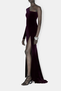 Robe longue Rosie asymétrique - Aubergine