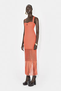 Robe Diana à franges - Coral