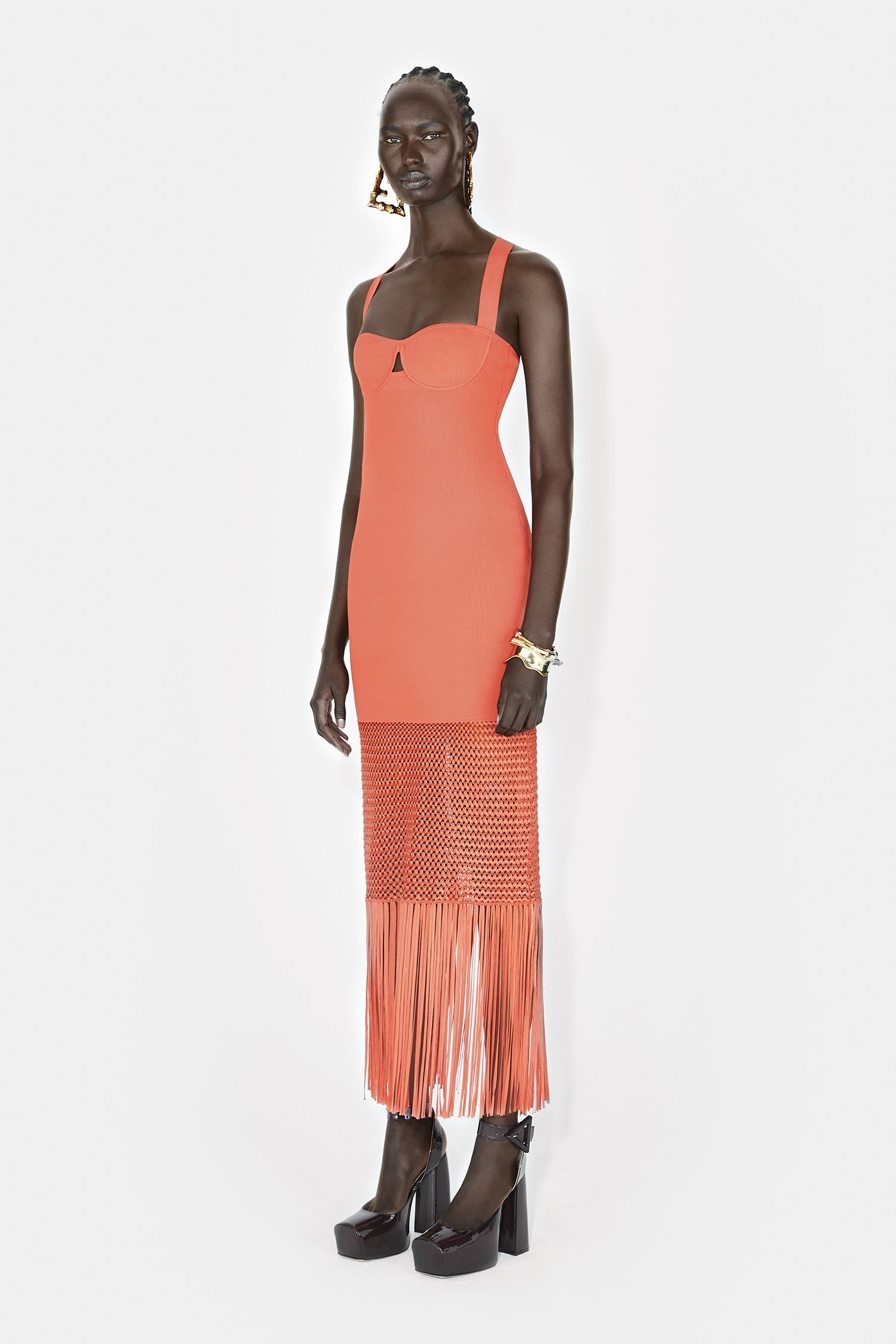Robe Diana à franges - Coral