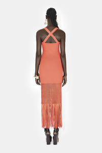 Robe Diana à franges - Coral