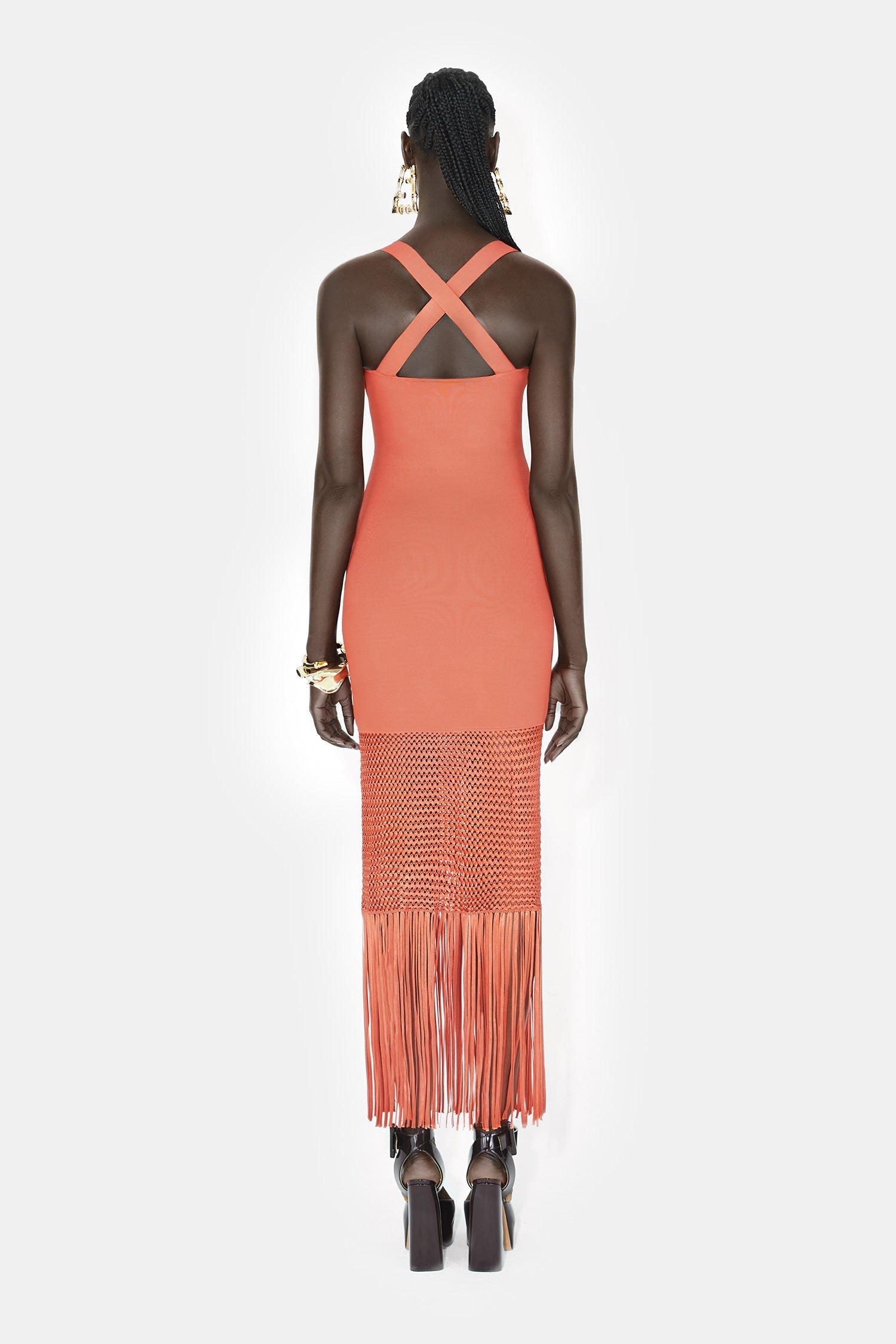 Robe Diana à franges - Coral