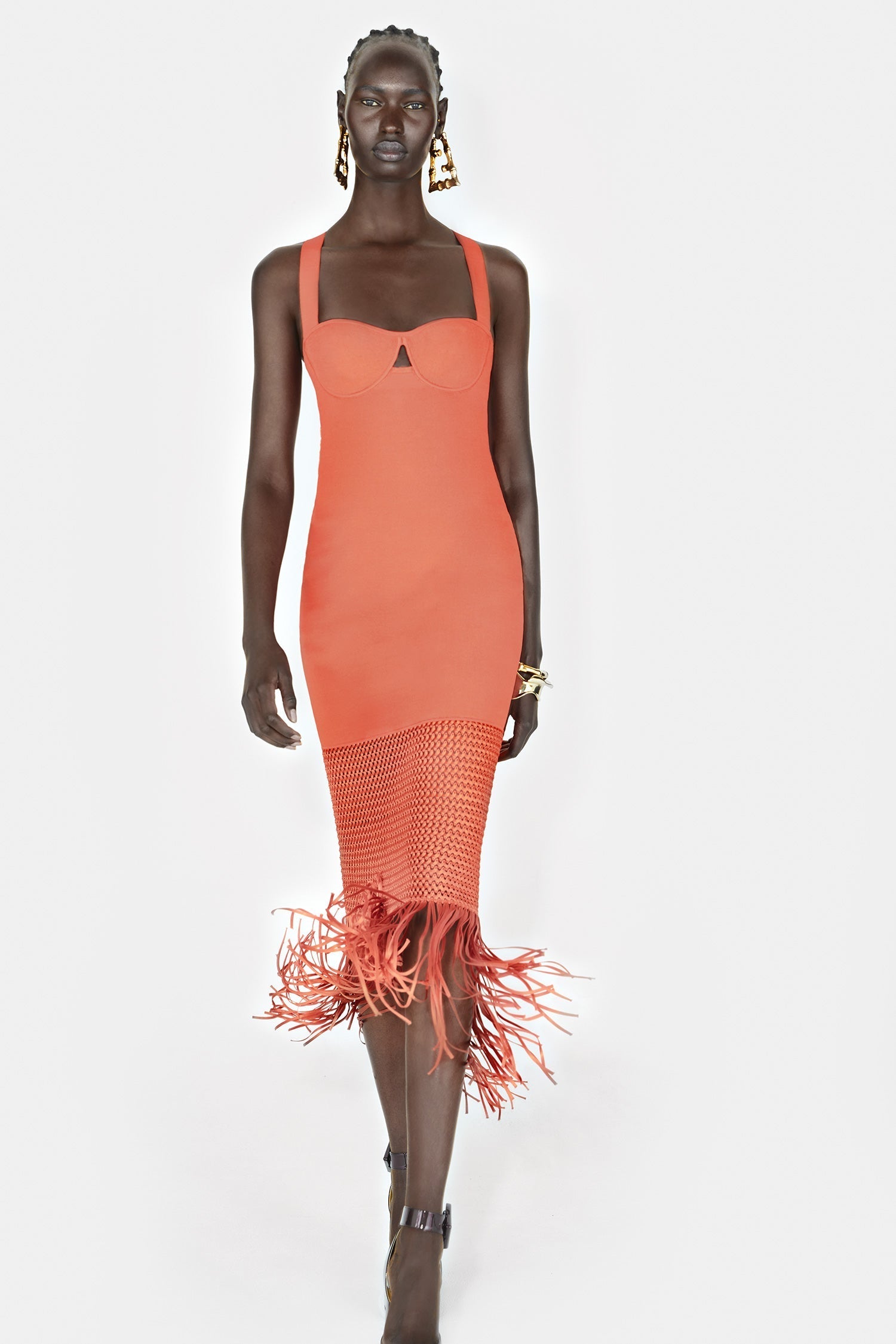 Robe Diana à franges - Coral