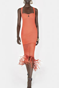 Robe Diana à franges - Coral