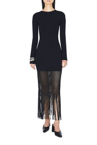 Robe longue Diana à franges - Black
