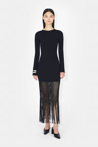 Robe longue Diana à franges - Black