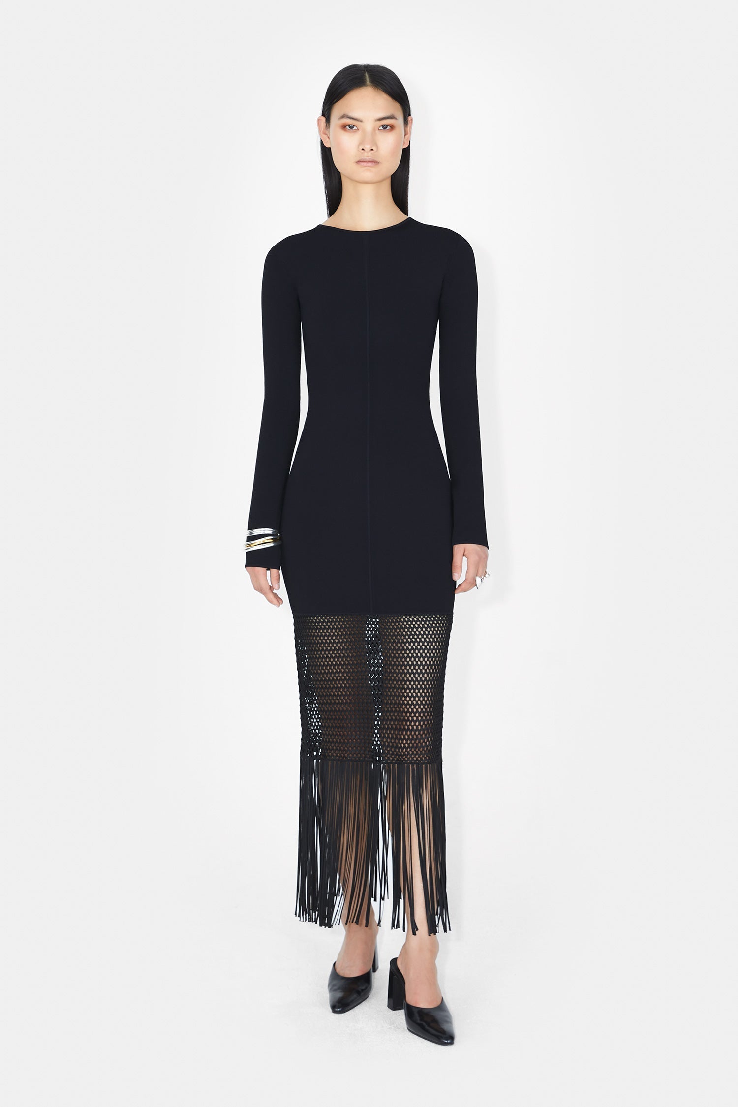 Robe longue Diana à franges - Black