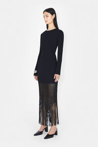 Robe longue Diana à franges - Black
