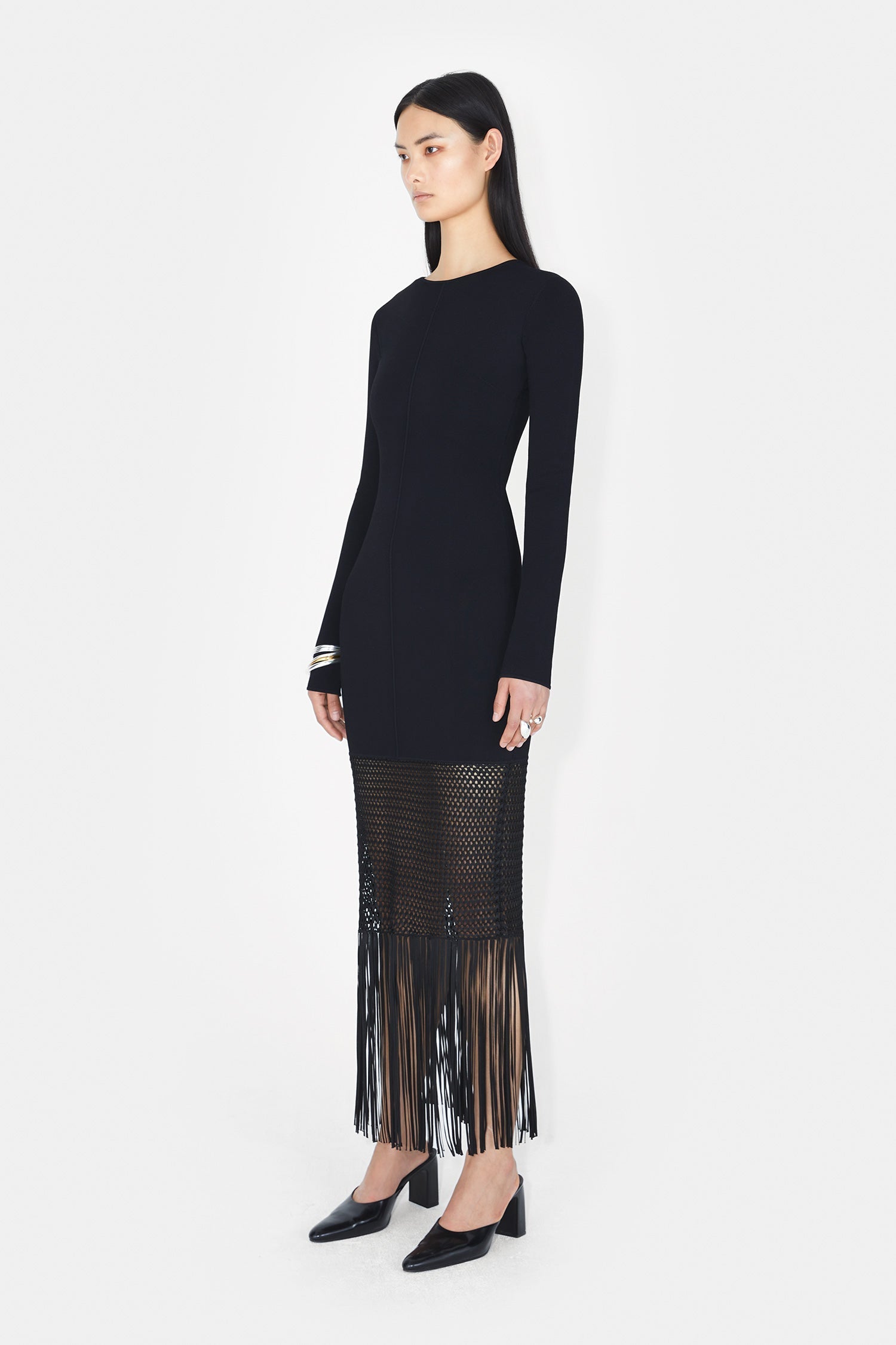 Robe longue Diana à franges - Black