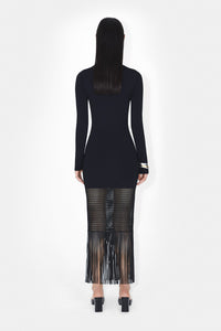 Robe longue Diana à franges - Black
