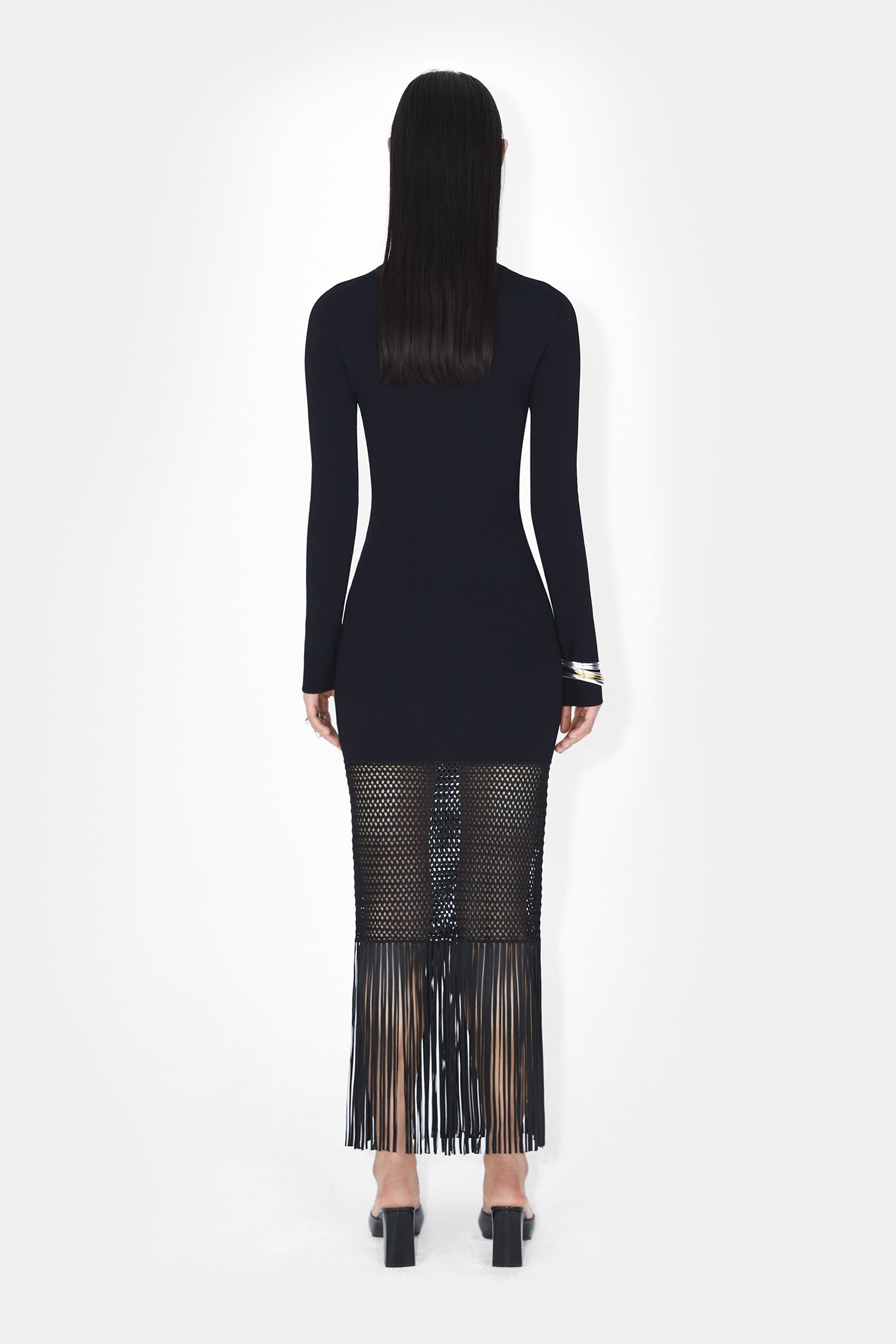Robe longue Diana à franges - Black