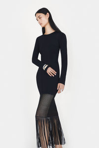 Robe longue Diana à franges - Black