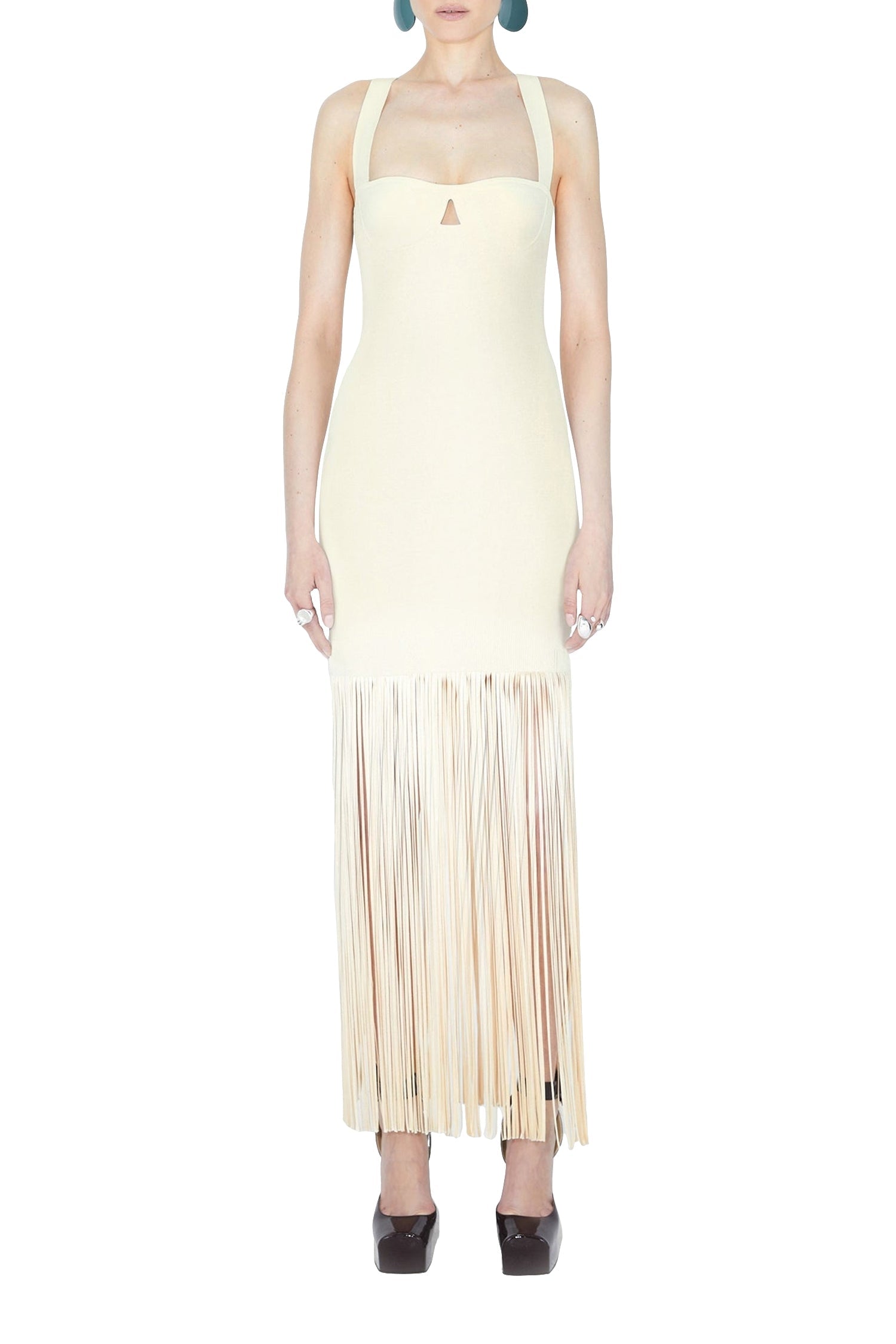Robe Diana à franges - Creme