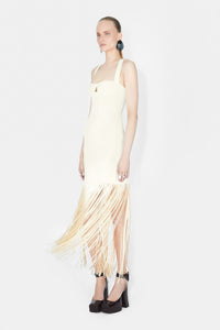 Robe Diana à franges - Creme