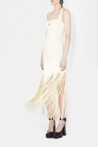 Robe Diana à franges - Creme