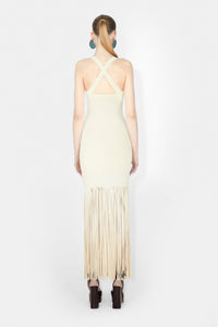 Robe Diana à franges - Creme