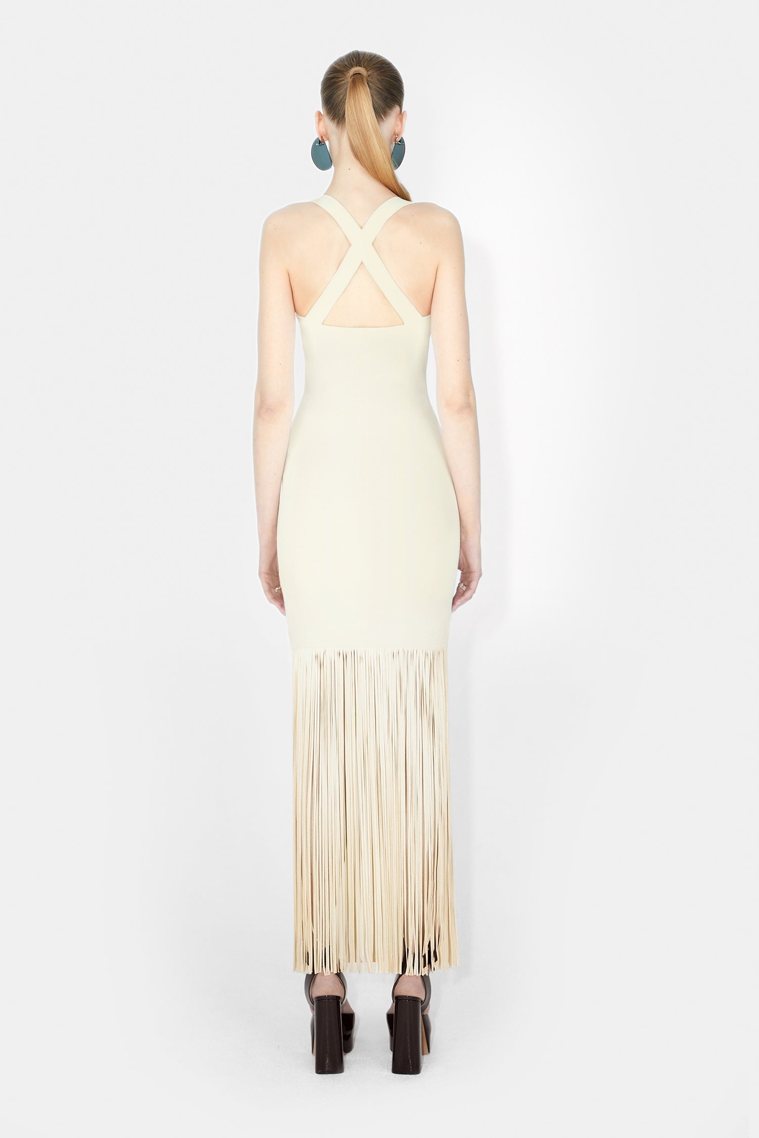 Robe Diana à franges - Creme