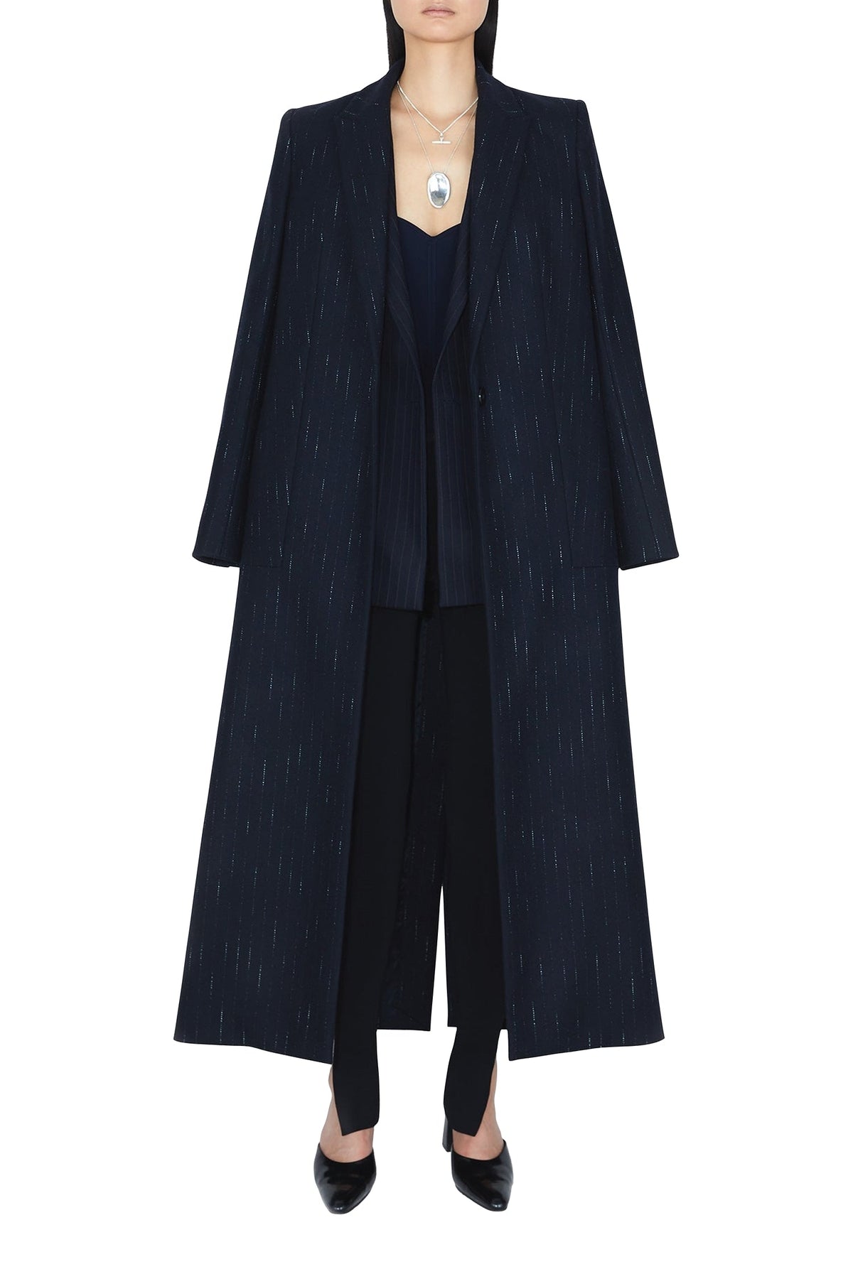 Boyfriend Coat - Midnight & Creme Pinstripe