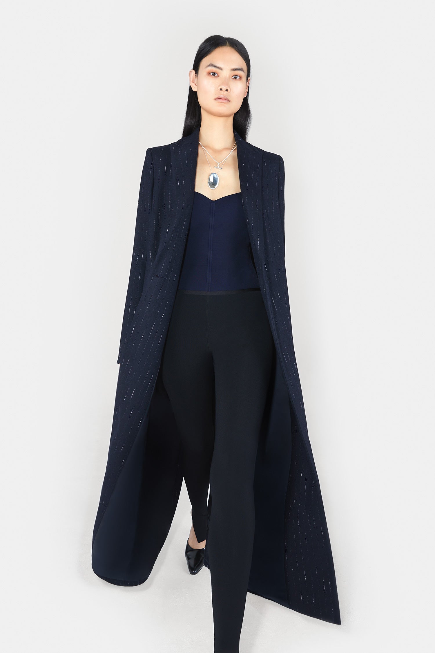 Manteau Boyfriend en laine - Midnight & Creme
