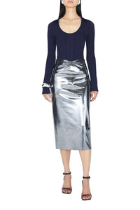 Galvanized high-waisted skirt - Silver