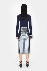 Galvanized high-waisted skirt - Silver
