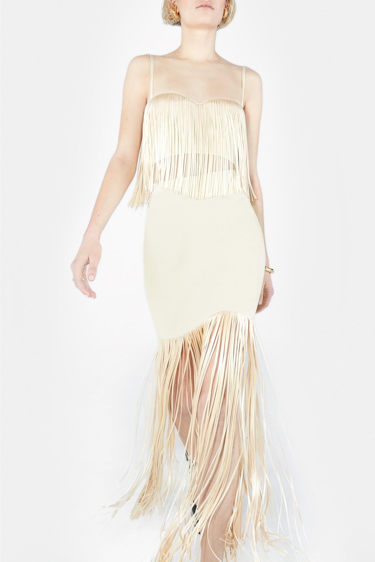 Jupe Nyx à franges - Creme