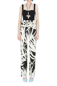 Pantalon taille haute imprimé - Black Palm Print