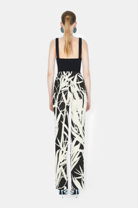 Pantalon taille haute imprimé - Black Palm Print