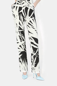 Pantalon taille haute imprimé - Black Palm Print