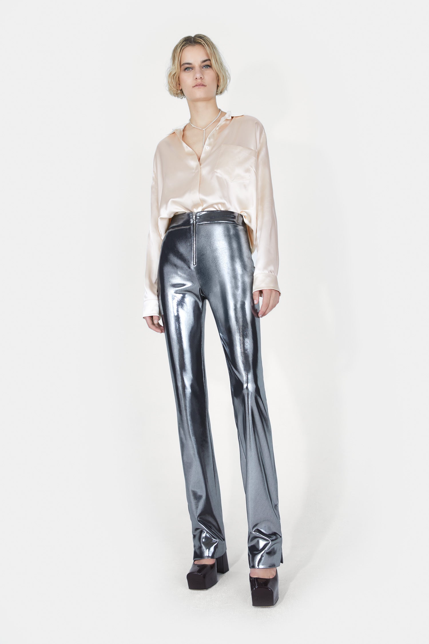 Pantalon à taille haute - Silver