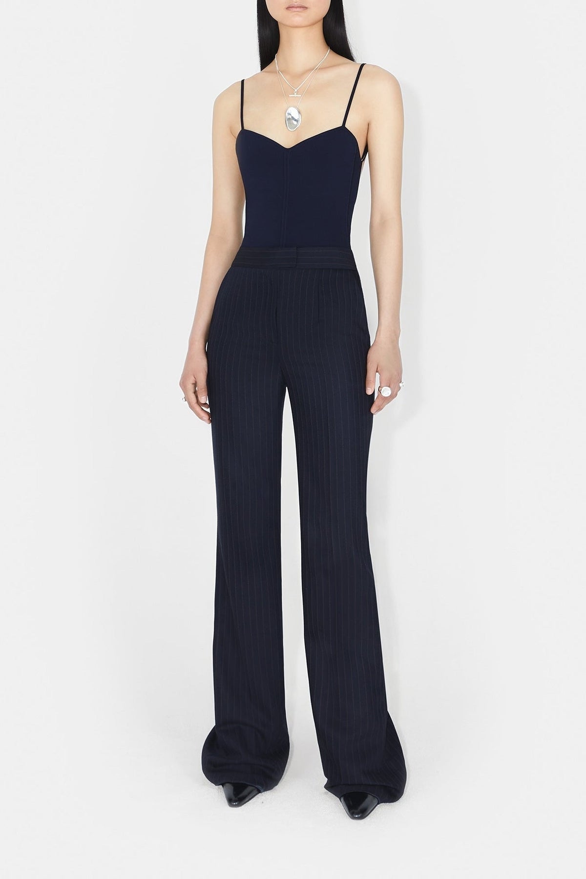 Boyfriend Trousers - Midnight & Creme Pinstripe