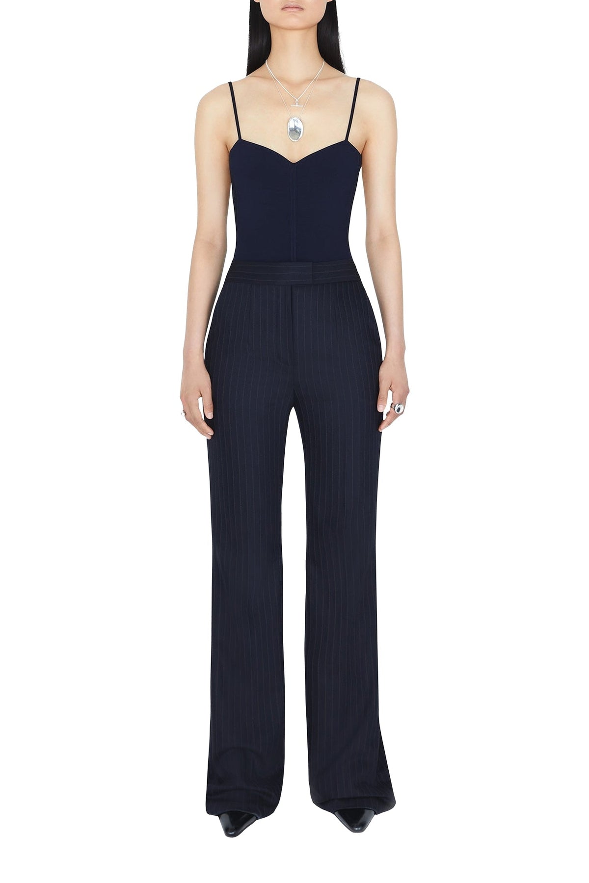 Boyfriend Trousers - Midnight & Creme Pinstripe