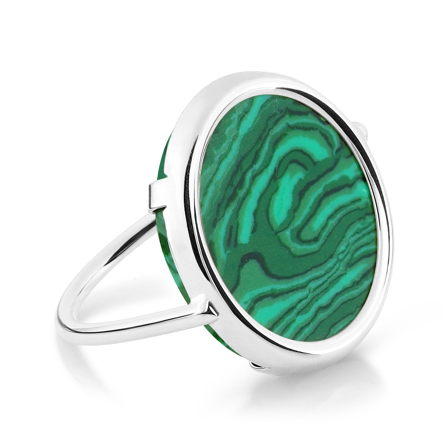 ever malachite white gold disc ring