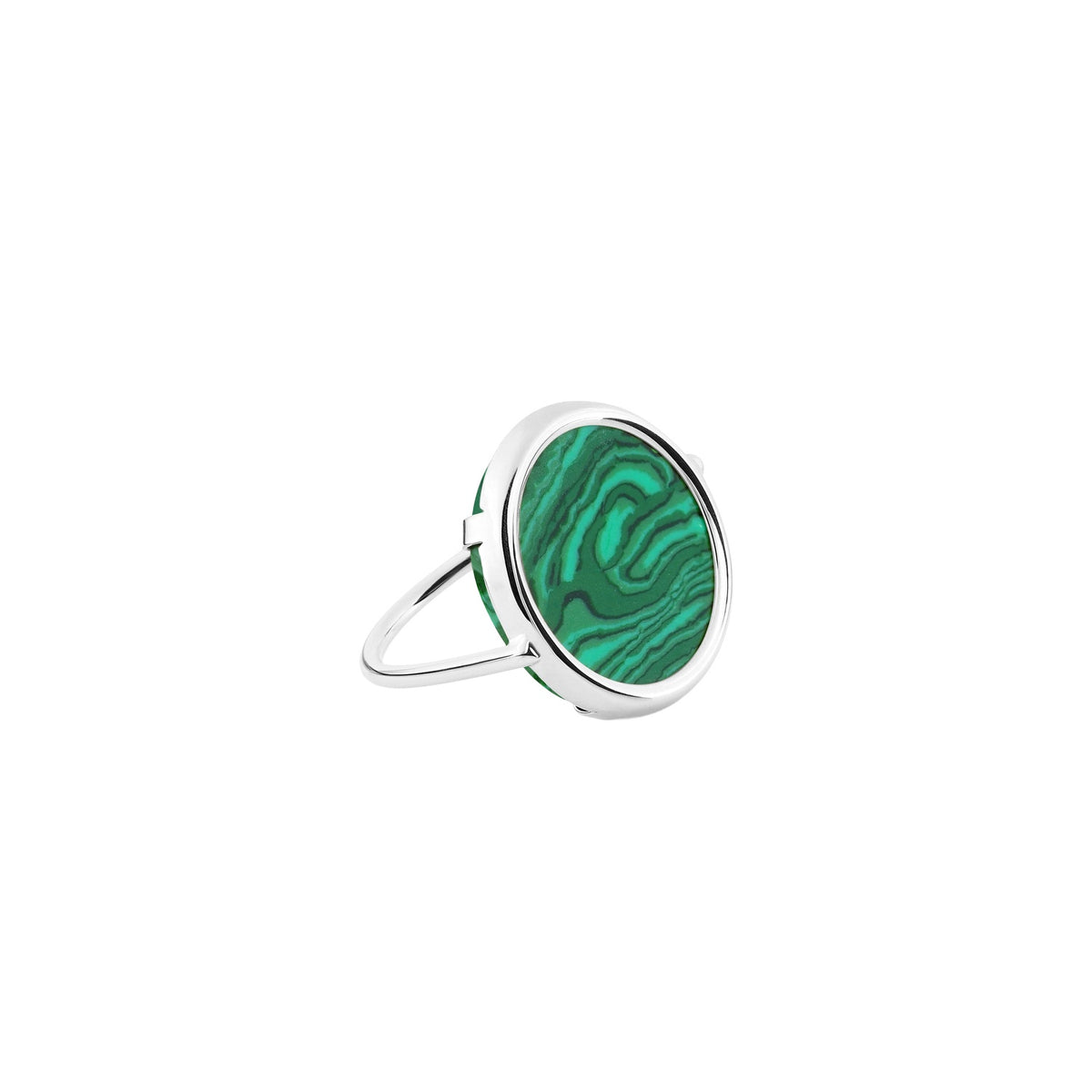 Bague Disc Ring en or blanc 18 carats et malachite - Bleu