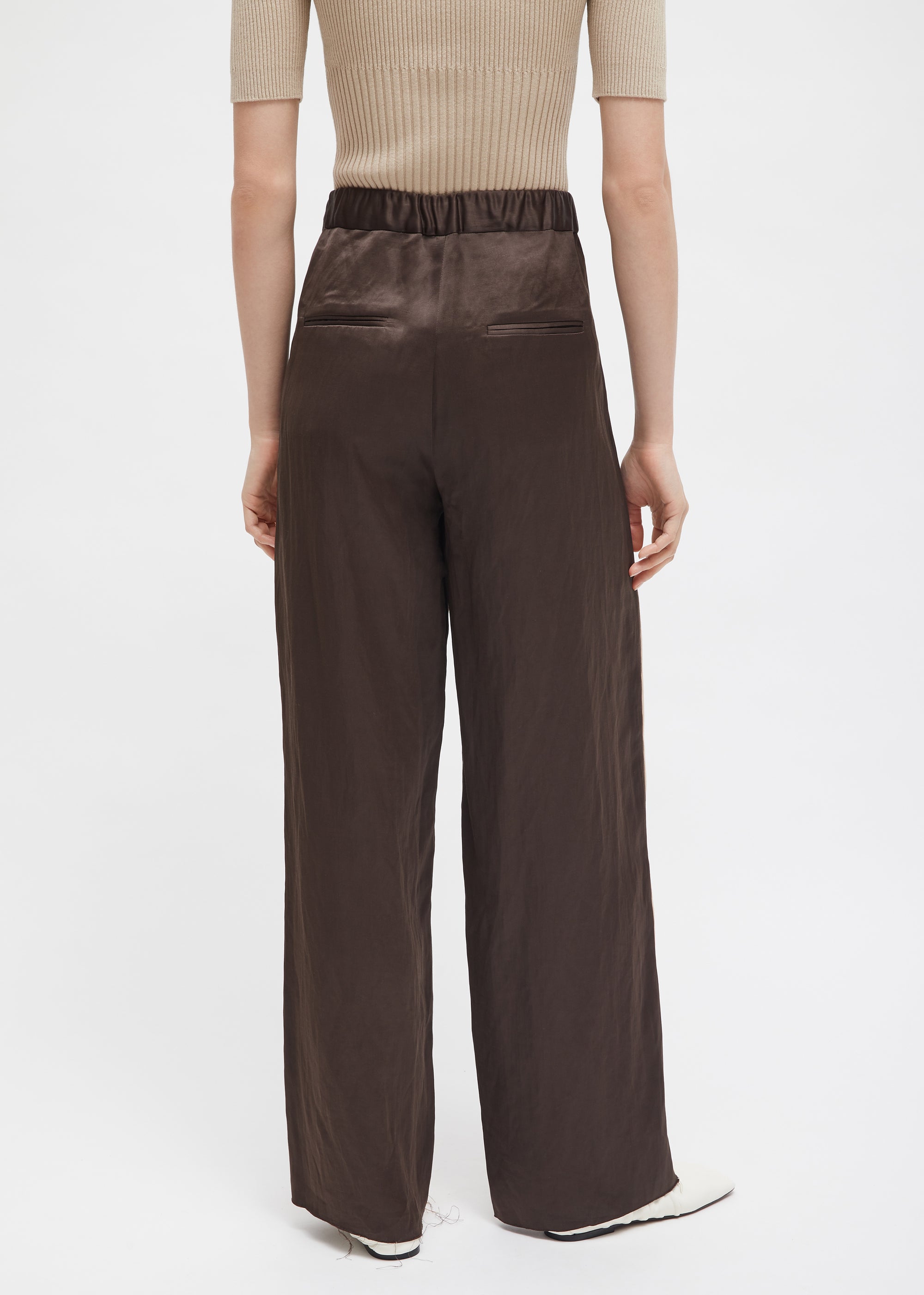 Pantalon large Reydon en laine - Beige
