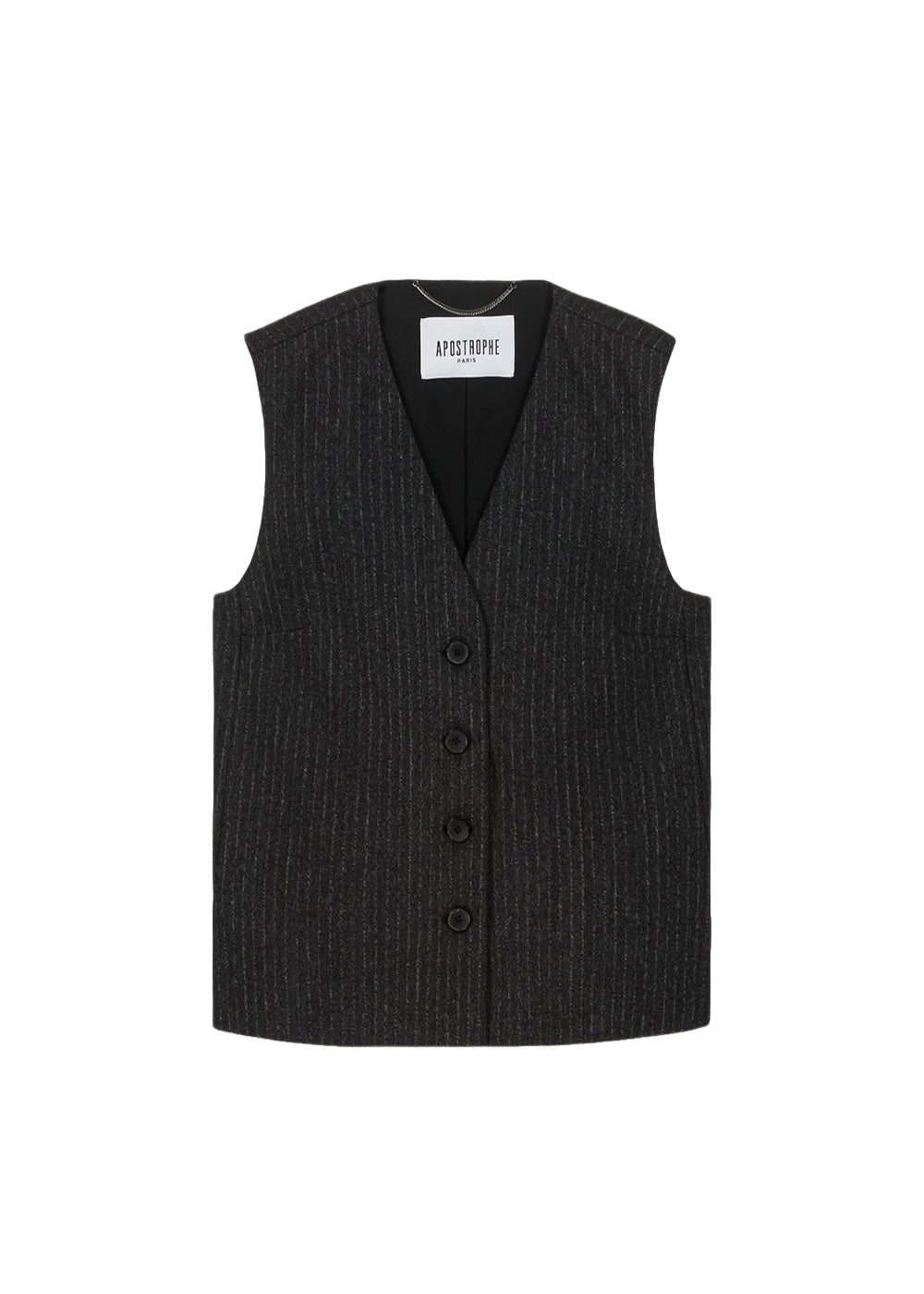 Sleeveless wool jumper with fine stripes - Grey