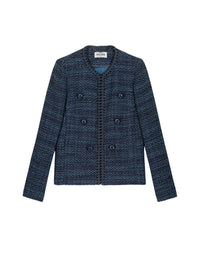 Textured cropped jacket - Blue