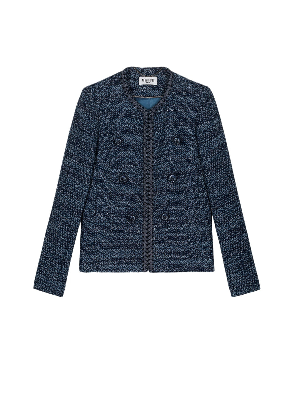 Textured cropped jacket - Blue