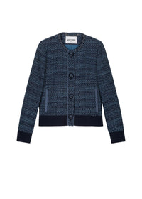 Textured button-up bomber jacket - Blue