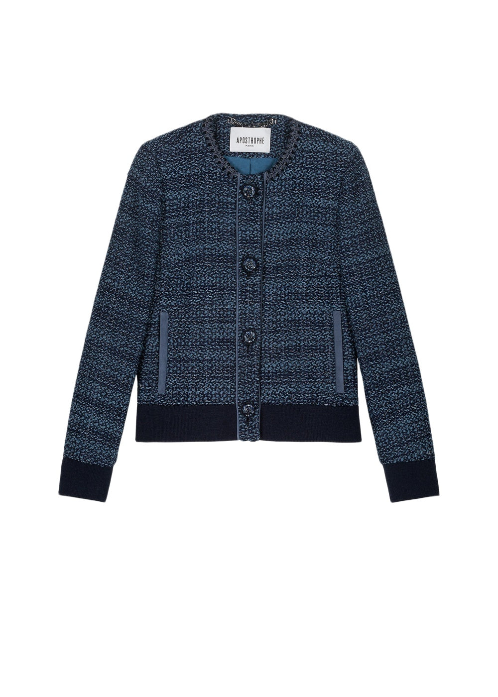 Textured button-up bomber jacket - Blue