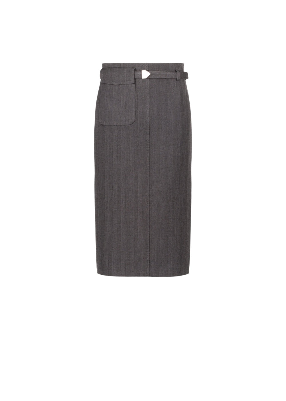 Jupe portefeuille à fines rayures - Gris