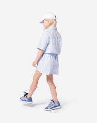 ZZNO STOCK BLANC/BLEU STRIPE SHIRT AND SHORTS SET