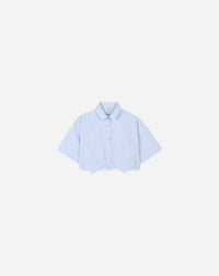 ZZNO STOCK BLANC/BLEU STRIPE SHIRT AND SHORTS SET